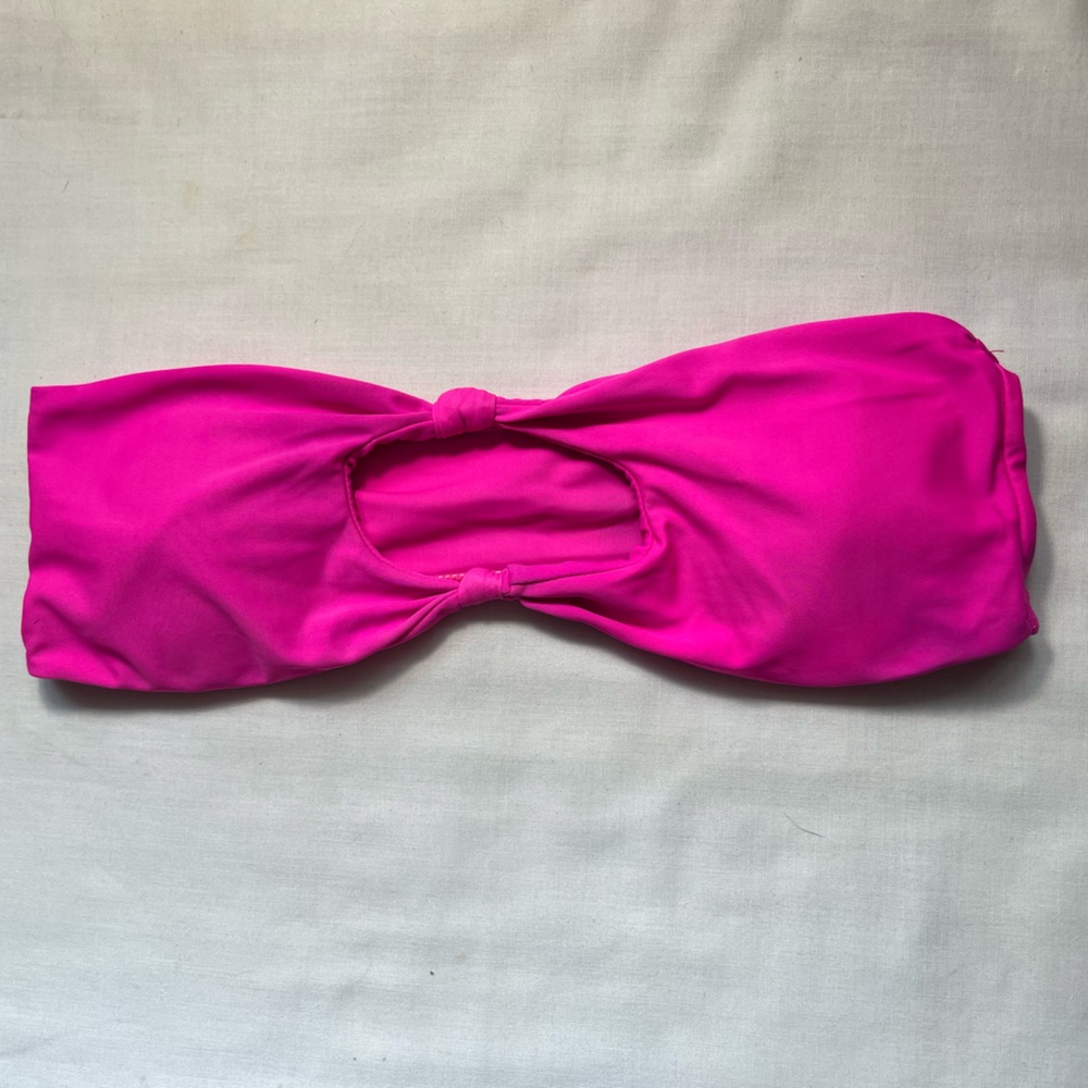 Neon Pink Tube knot bikini top